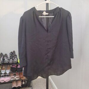 H&M Medium Black Satiny 3/4 Sleeve Blouse